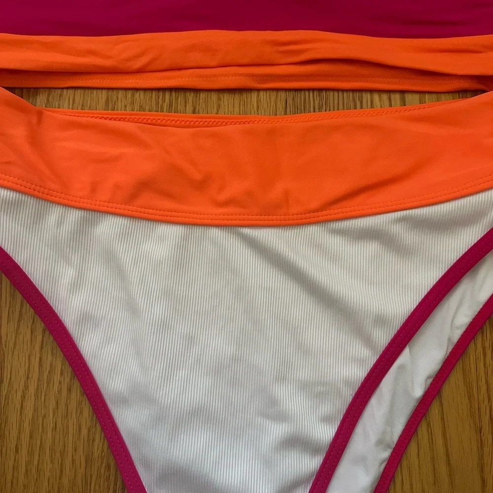 Zaful Pink, White & Orange Bikini Set - Picture 2 of 6